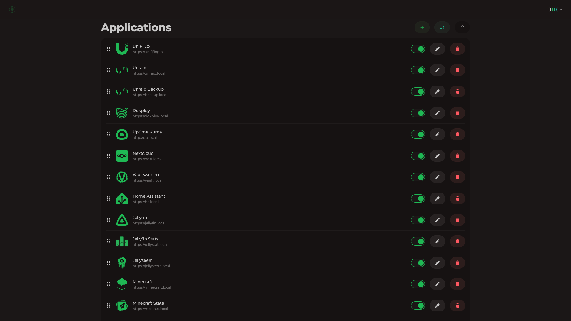 Applications Page