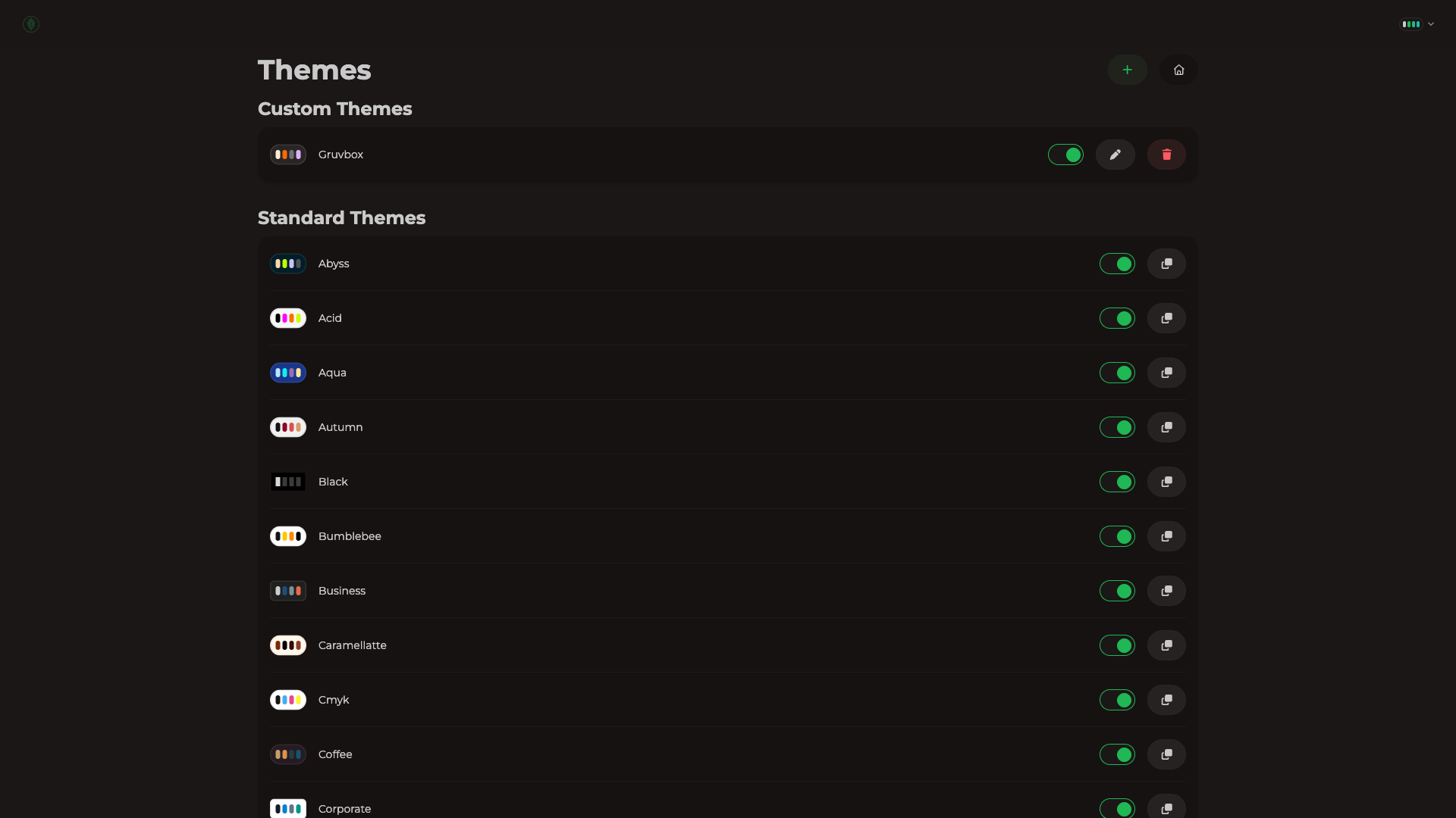 Themes Page