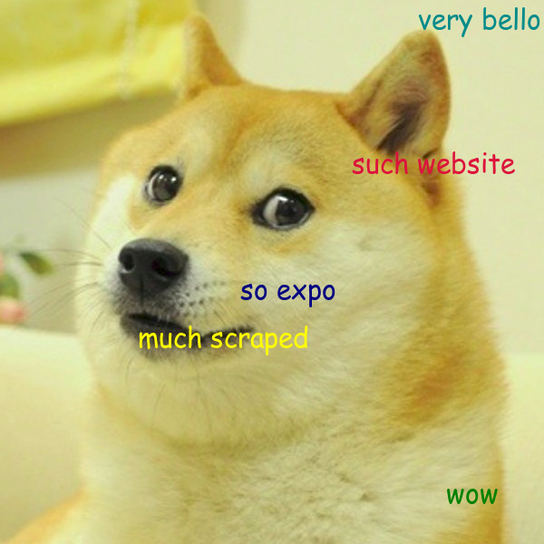 «verybello, such website, so expo, much scraped, wow»