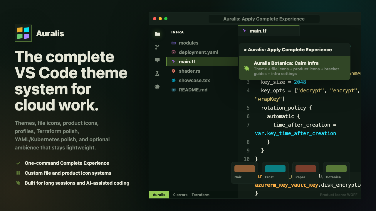 Auralis premium VS Code theme system