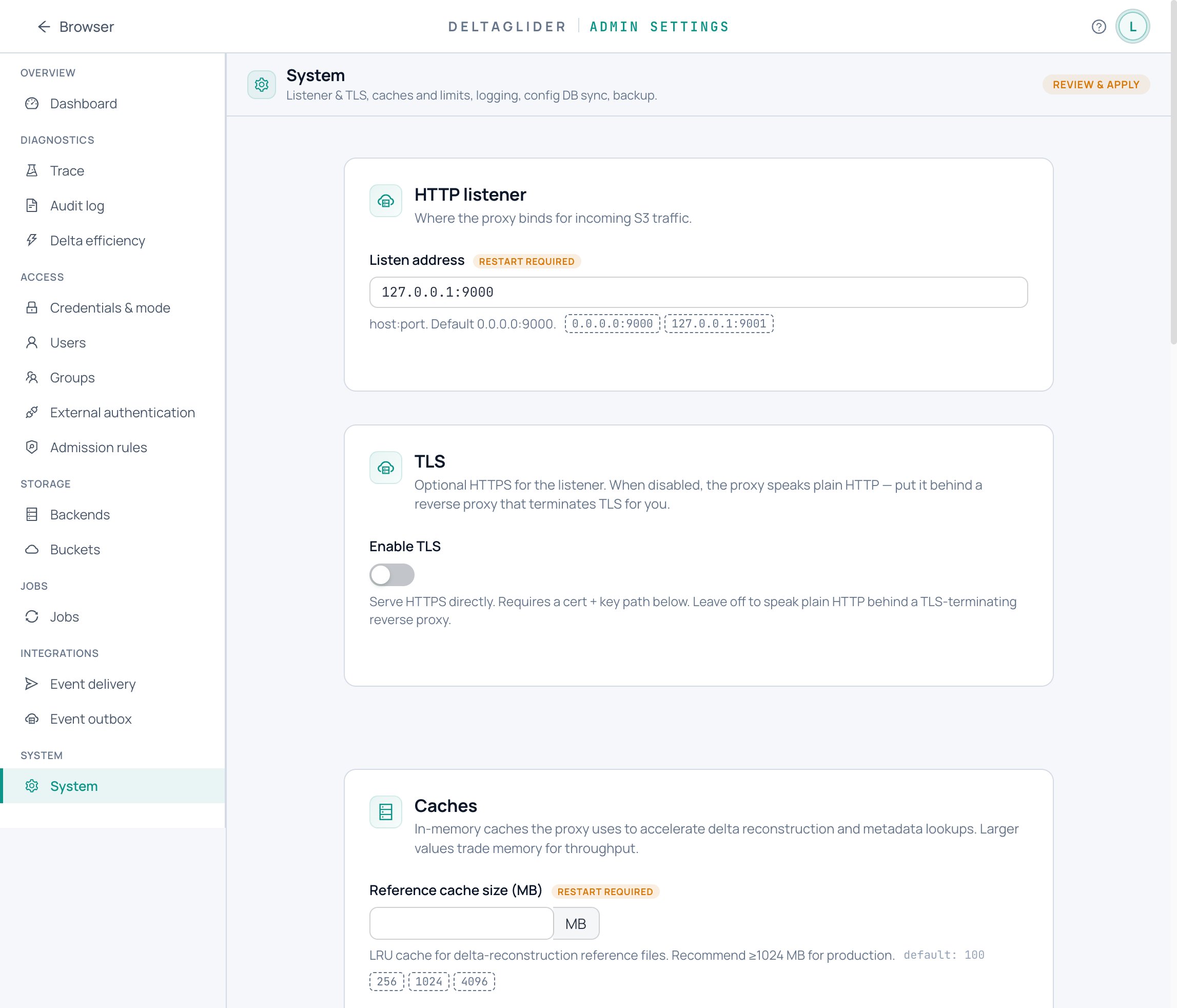 Advanced security settings — rate limiting, session hardening, anti-fingerprinting