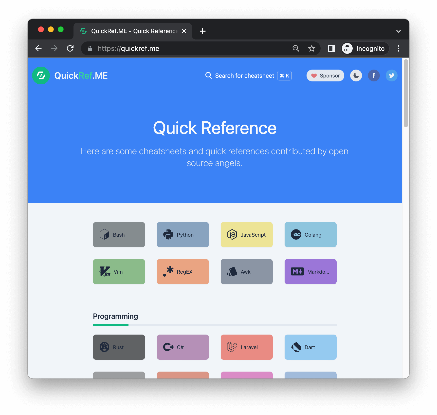 QuickRef.ME - Quick Reference Cheat Sheet