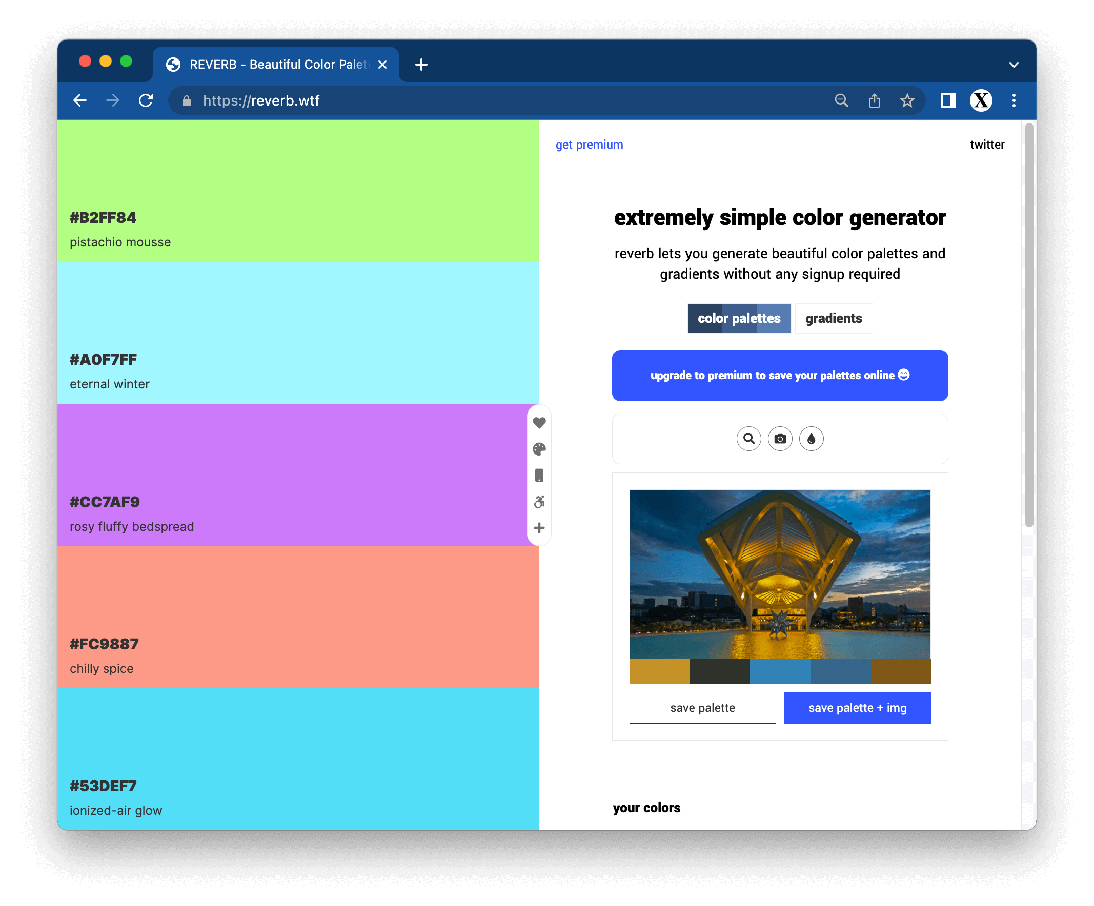 REVERB - Beautiful Color Palette Generator