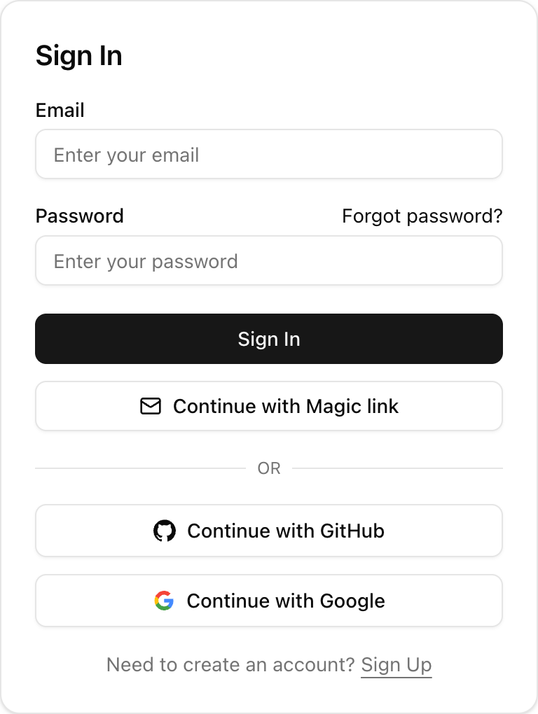 shadcn/ui Sign In