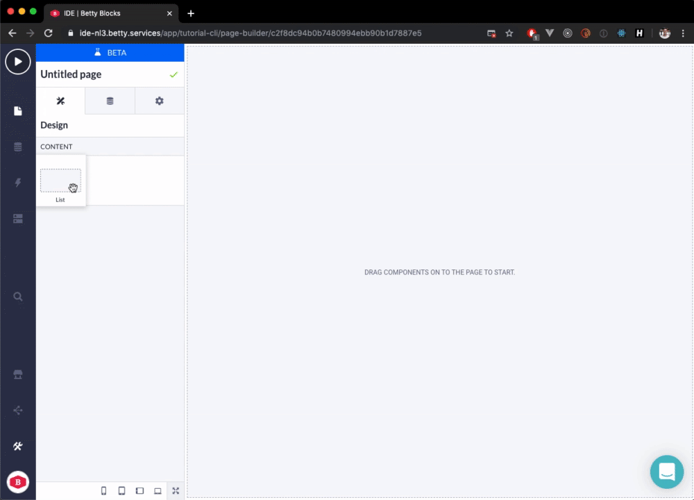 GIF of user setting up the list Component in the Page Builder