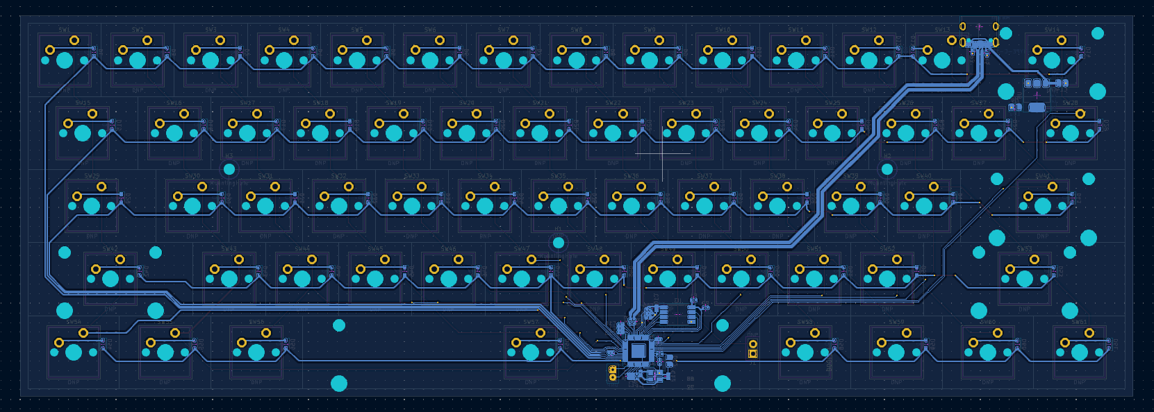 A screenshot of the PCB in KiCad