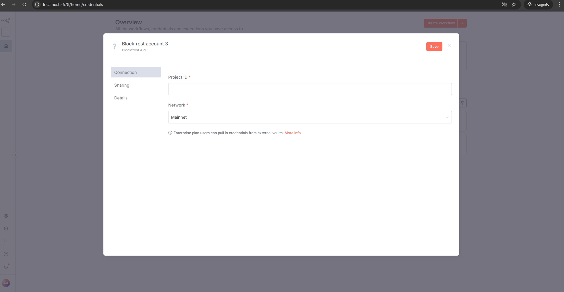 Blockfrost Credential Configuration