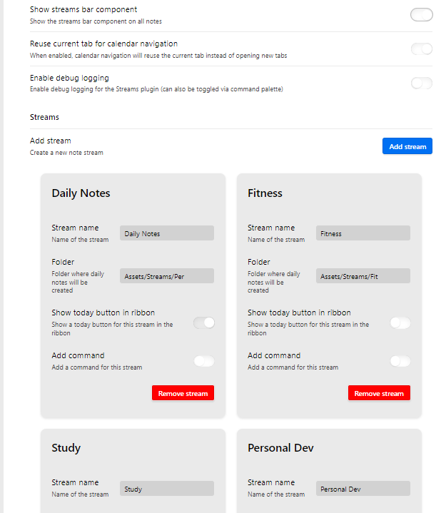 Configure Streams