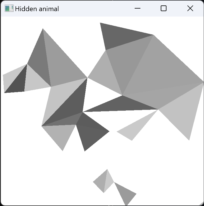 A collection of partially uncovered grey triangles which together form a popular animal.