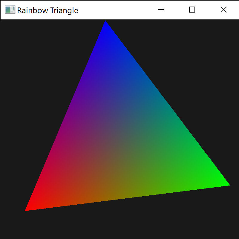 A OS window showing a slightly slanted RGB triangle.