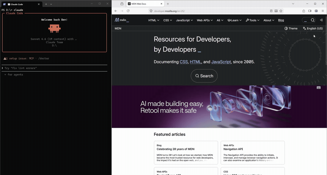 SnapStack demo — capture a browser tab, your AI reads the screenshots over MCP