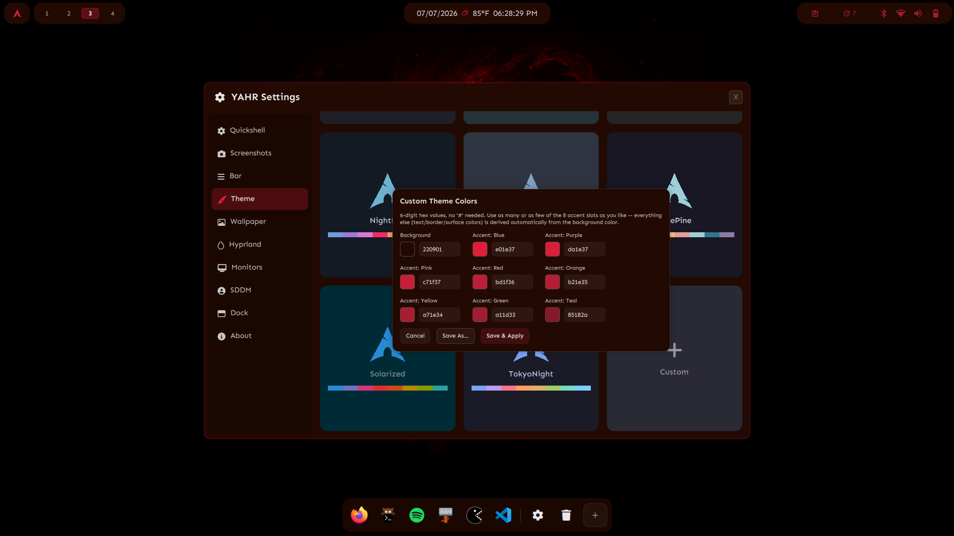 Custom theme editor