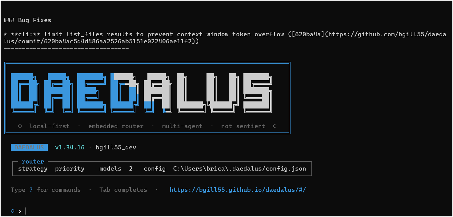 Daedalus CLI View