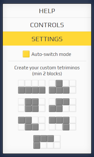 Tetris Switch settings