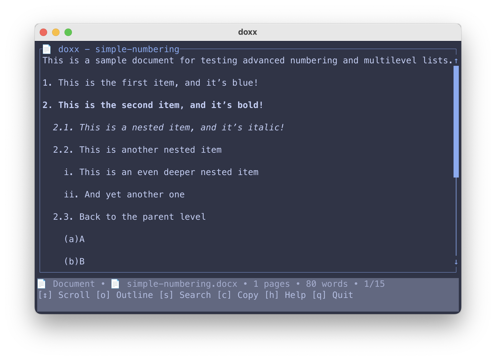 Lists and formatting