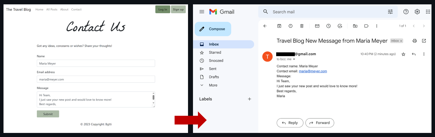 Preview of email