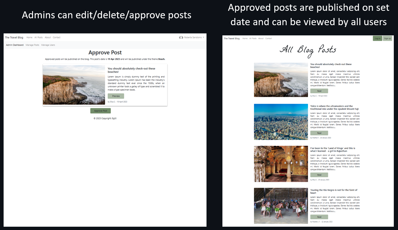 Preview of admin post approval