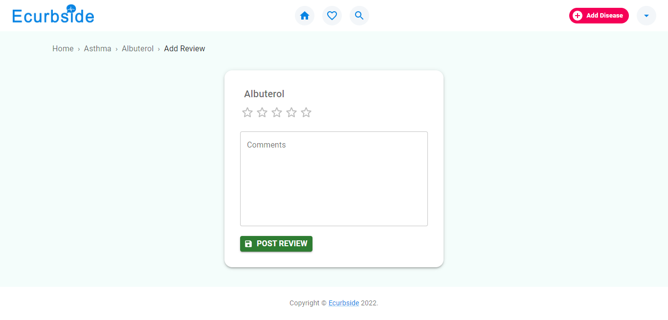 Add Review Page Screen Shot