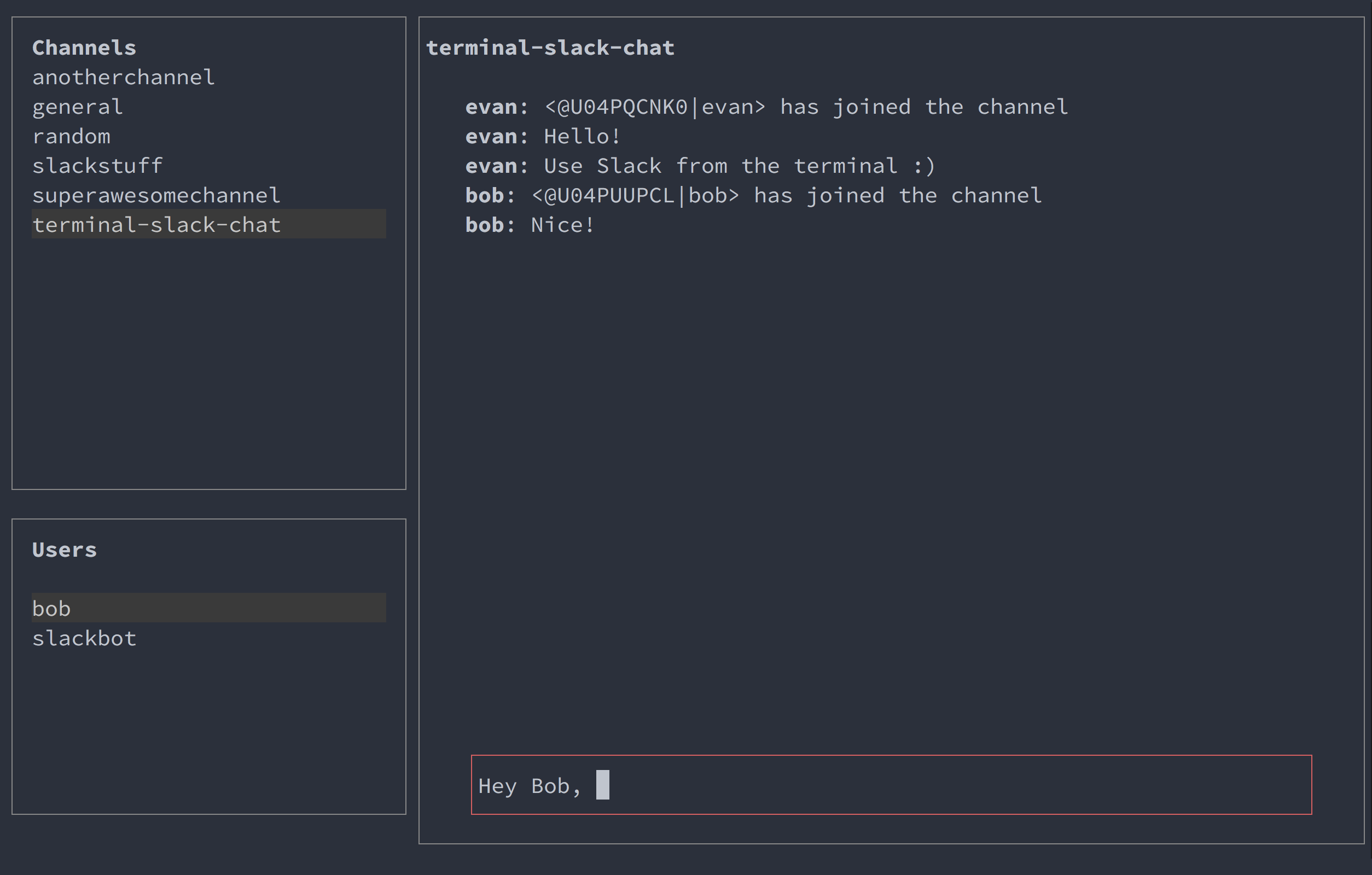 Screenshot of Termianl Slack