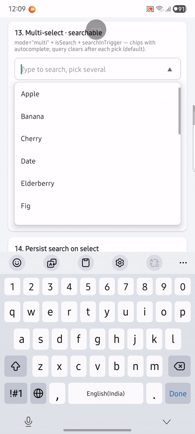Searchable multi-select chips