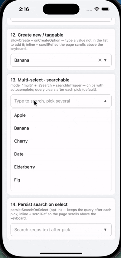 Multi-select chips on iOS