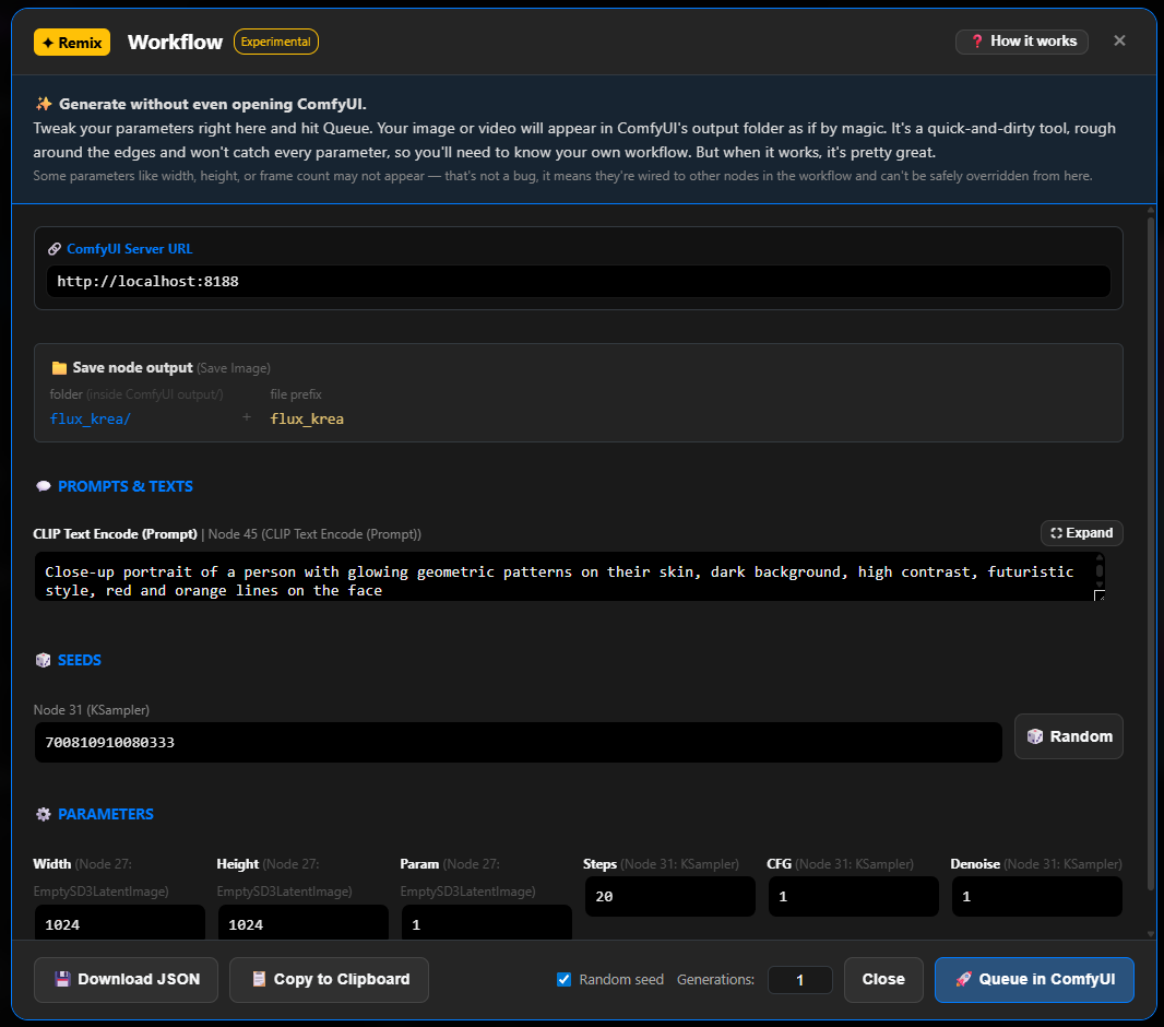 Remix Workflow modal