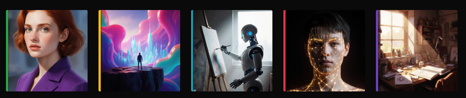 Thumbnails with color status bars on the left edge