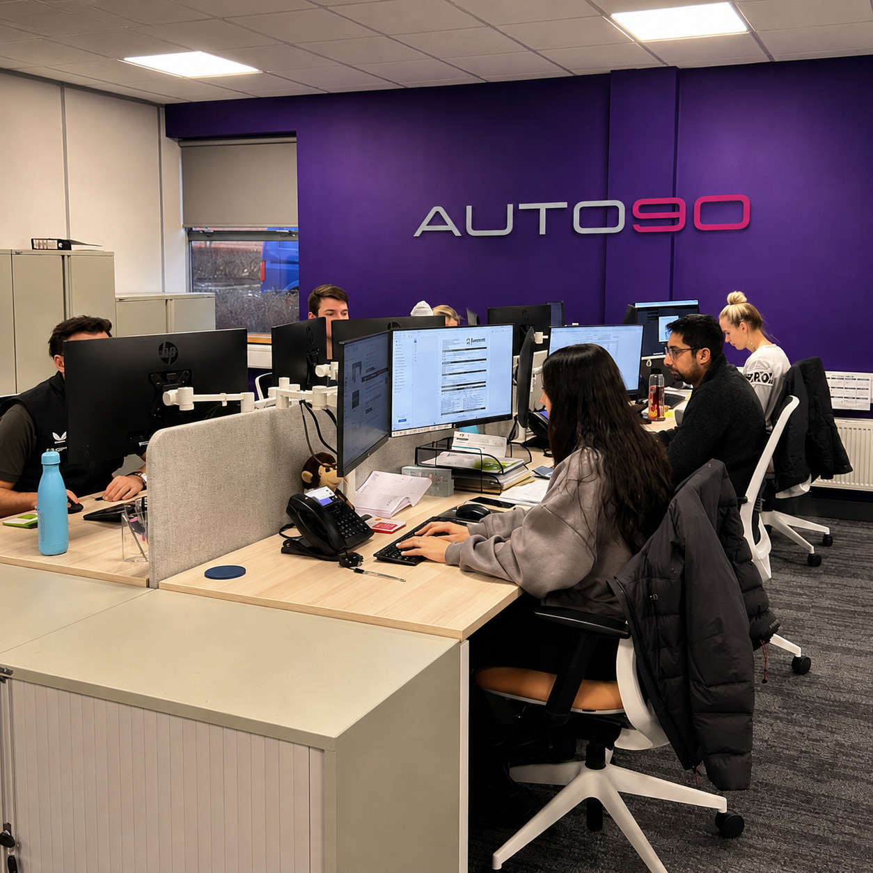 Equipe Auto90 no escritório comercial