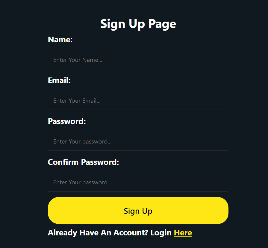 Sign Up Page