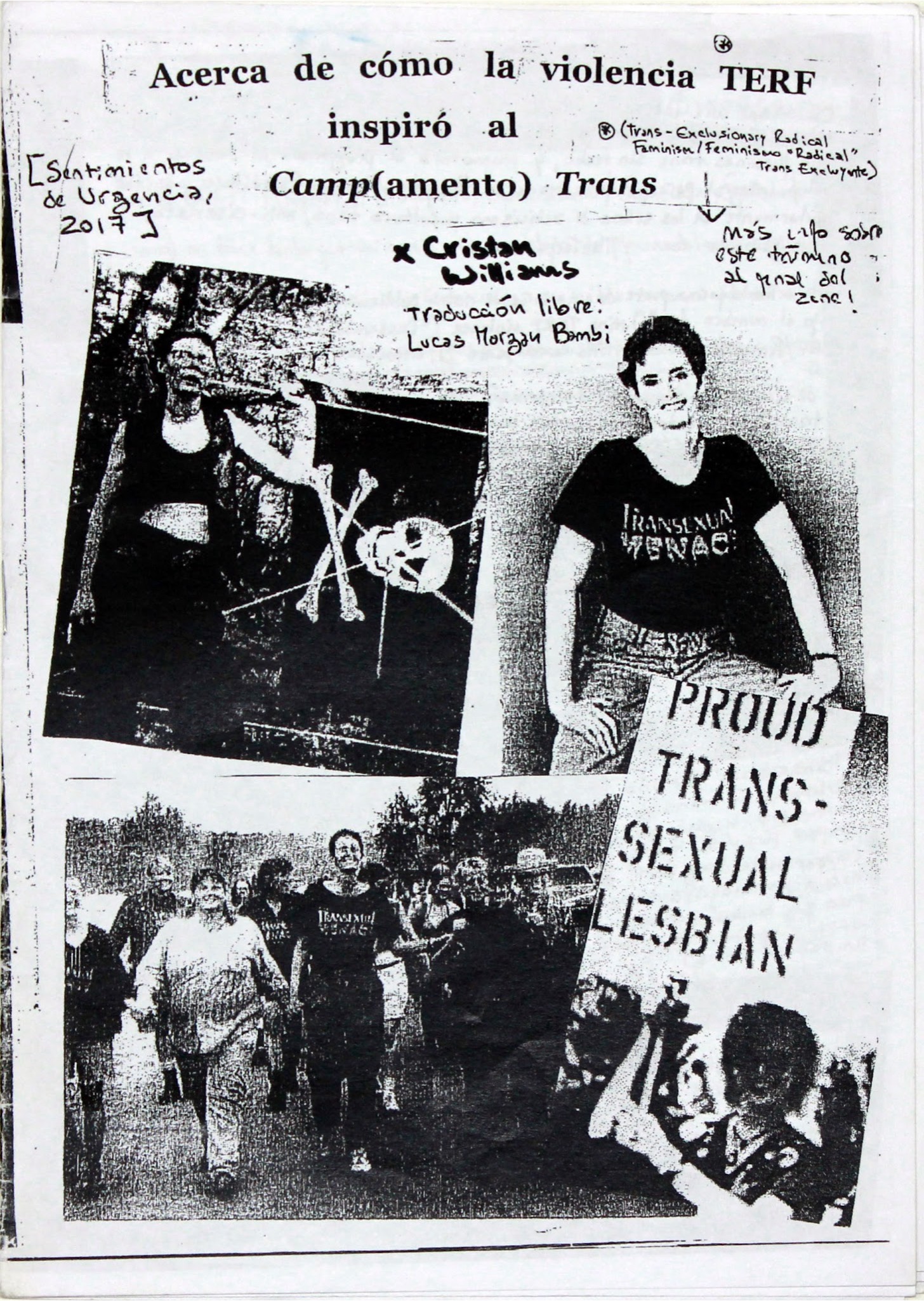 Portada de Acerca de cómo la violencia Terf inspiró al camp(amento) trans