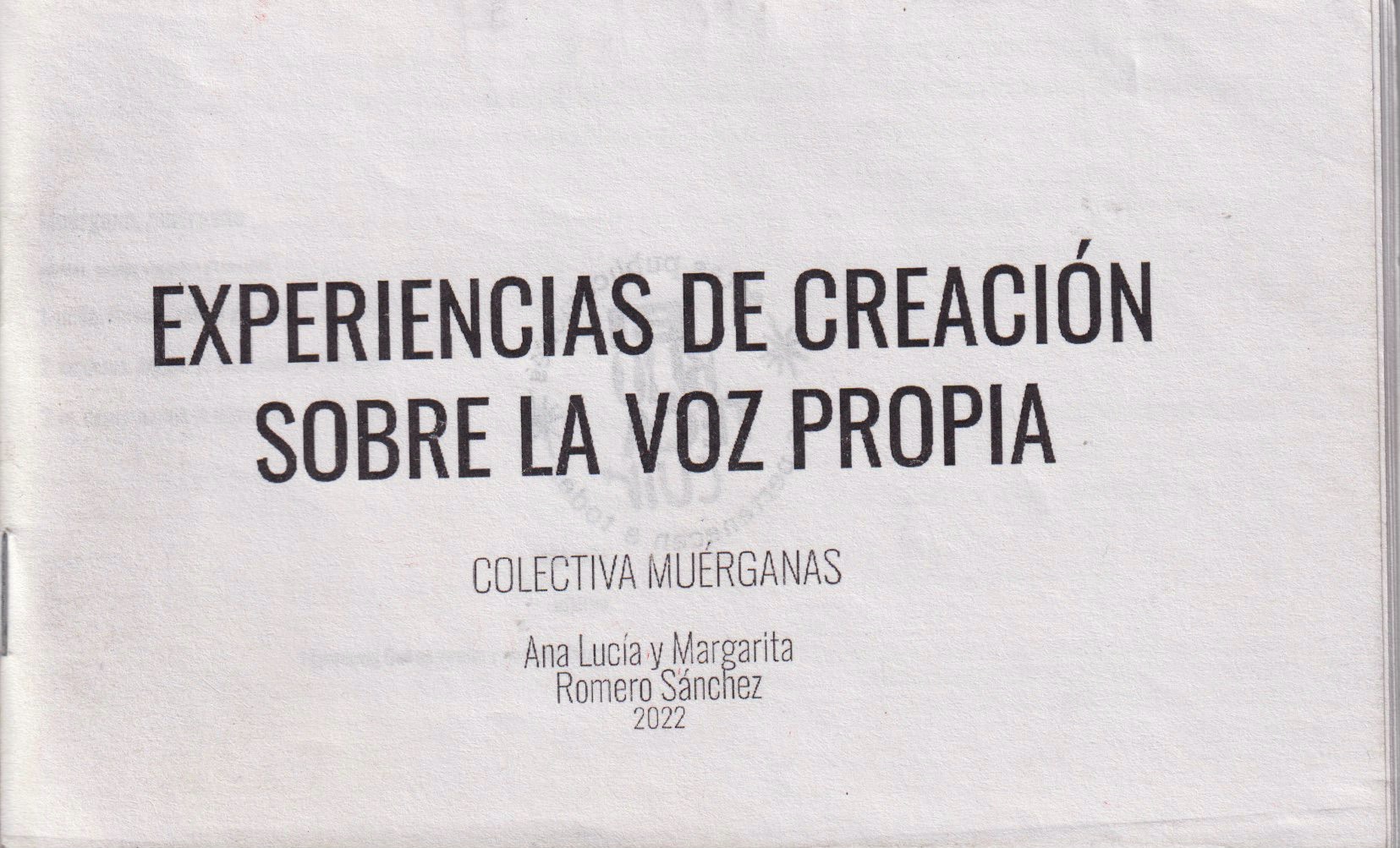Portada de Experiencias de creación sobre la voz propia