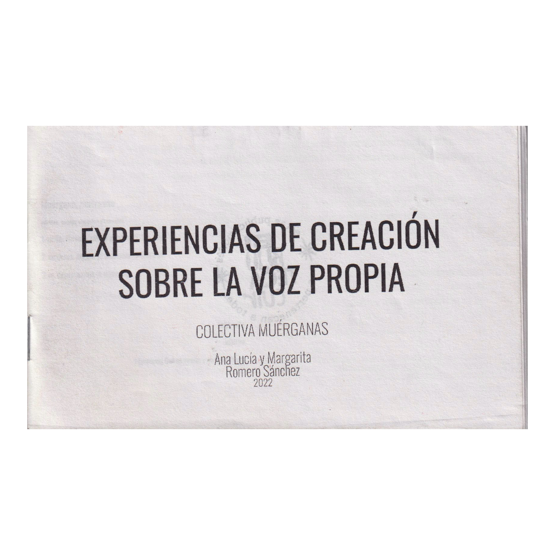 Portada de Experiencias de creación sobre la voz propia