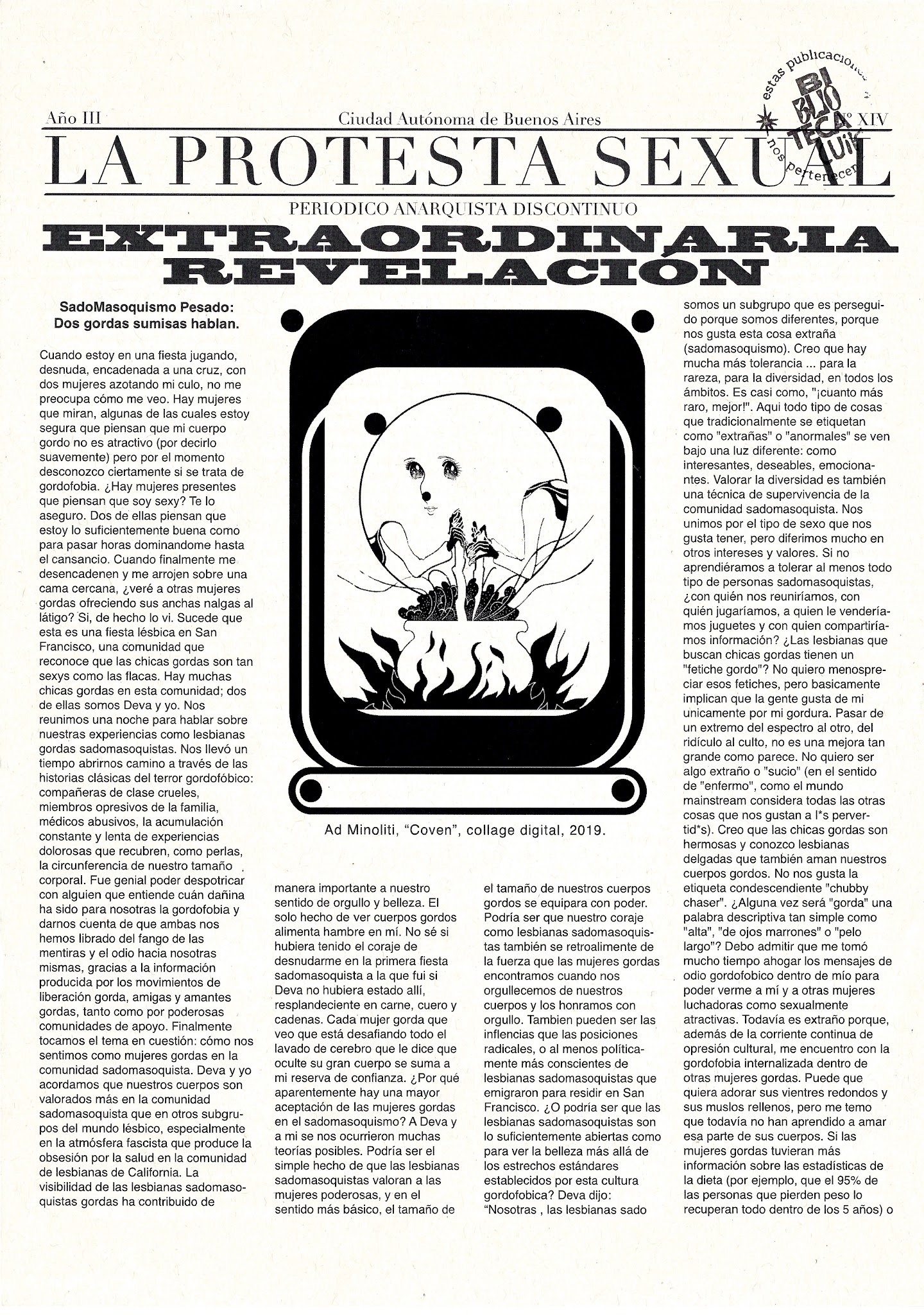 Portada de La protesta sexual N XIV Año III