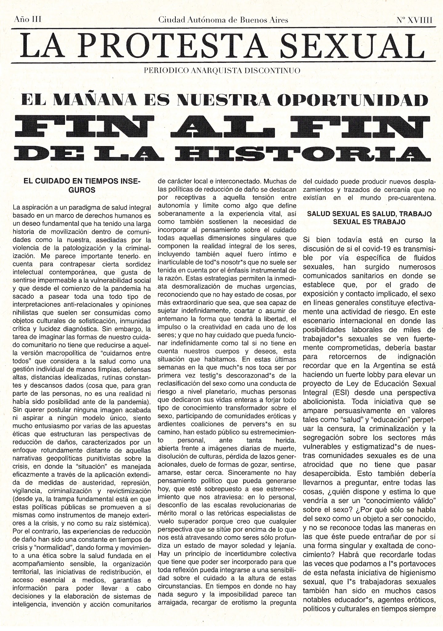 Portada de La protesta sexual N XVII Año III