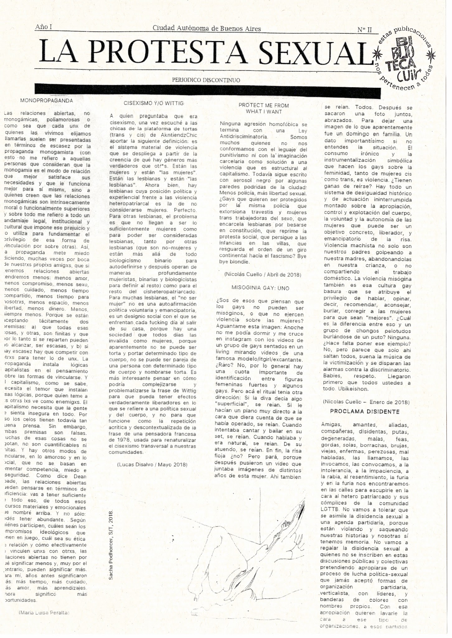 Portada de La protesta sexual N I Año I