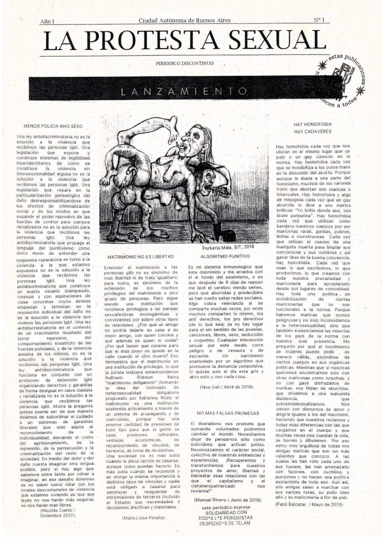 Portada de La protesta sexual N II Año I