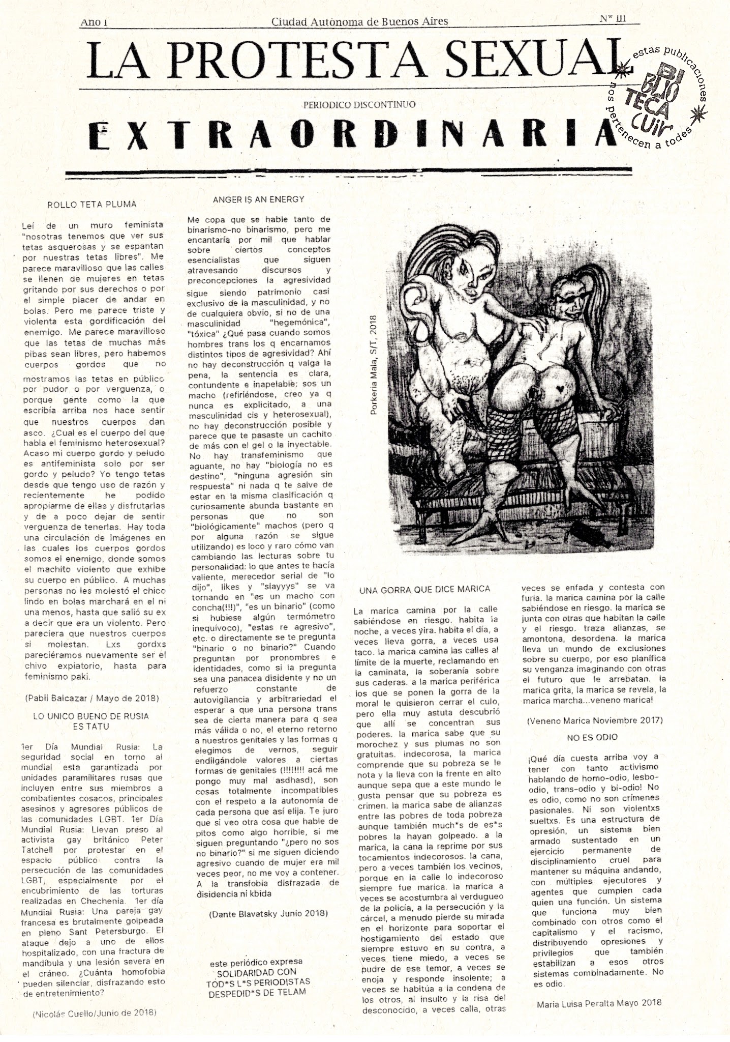 Portada de La protesta sexual N III Año I