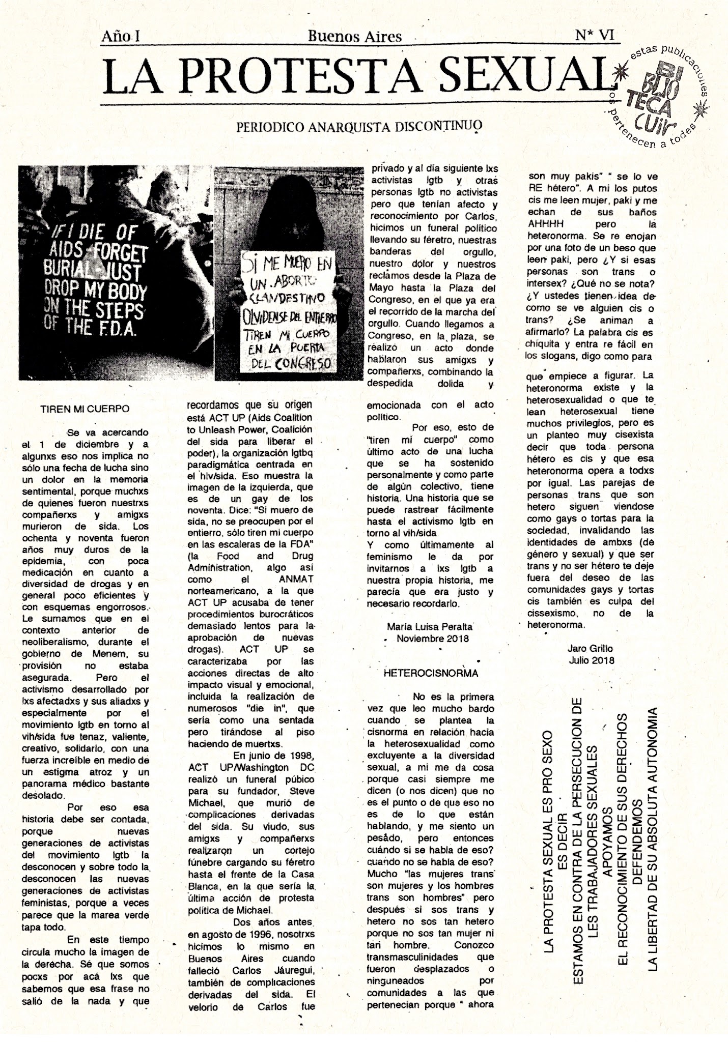 Portada de La protesta sexual N VI Año I