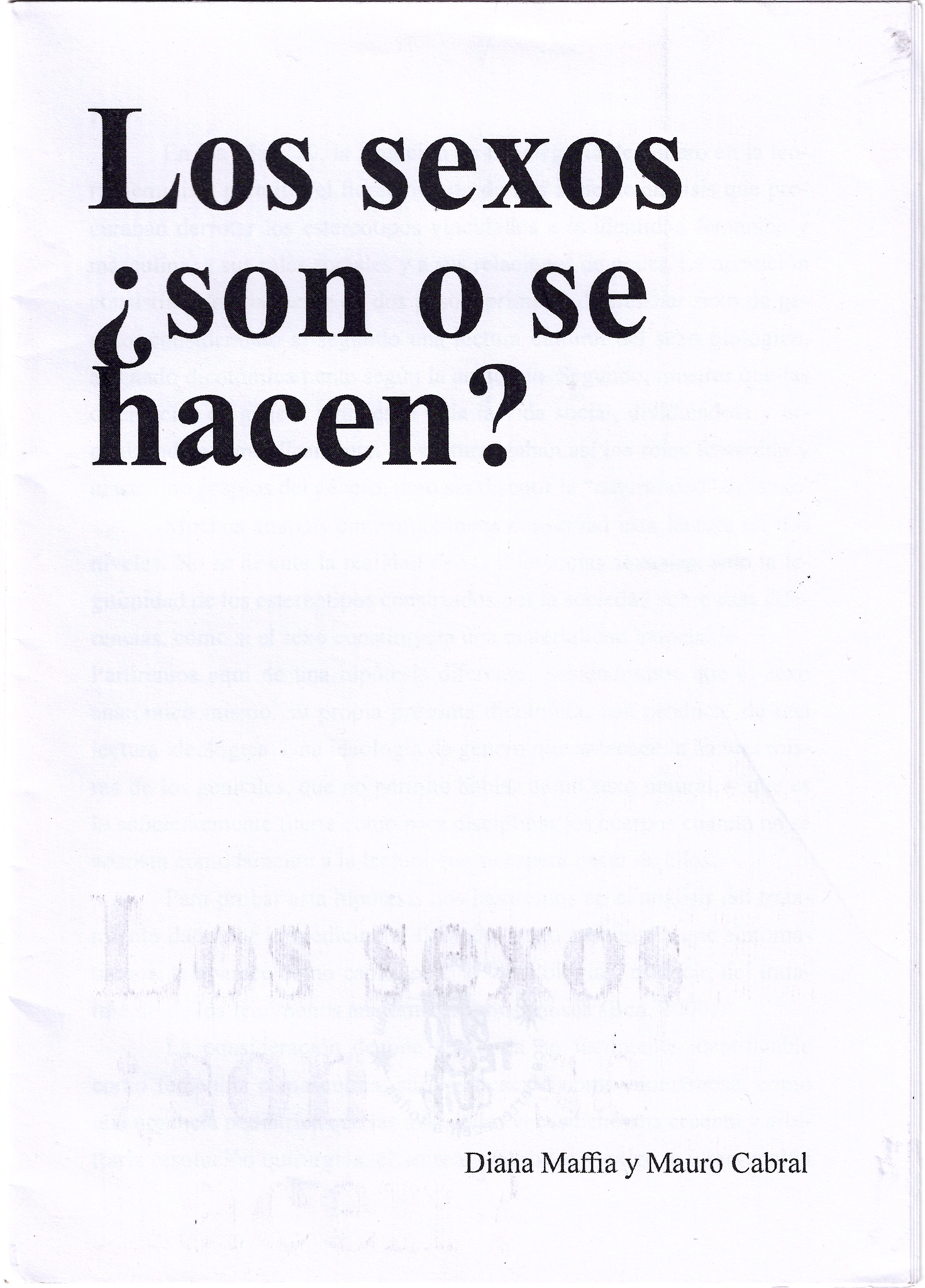 Portada de Los sexos ¿son o se hacen?