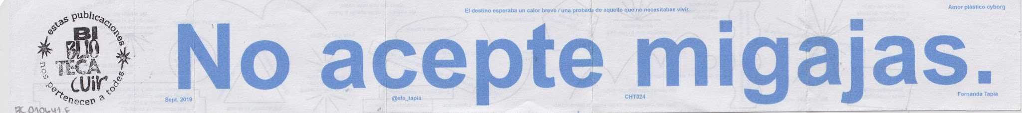 Portada de NO ACEPTE MIGAJAS