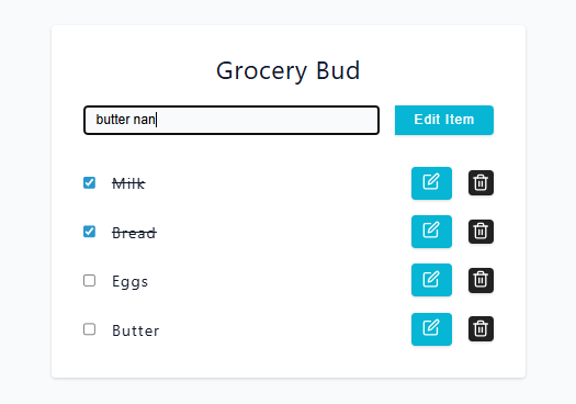 Grocery List Output with Edit Name