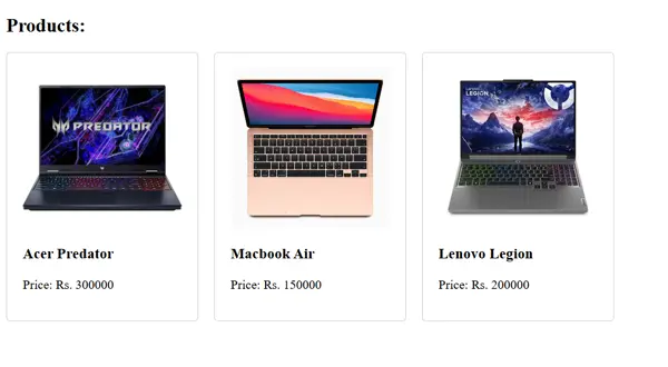 Laptop Product Output