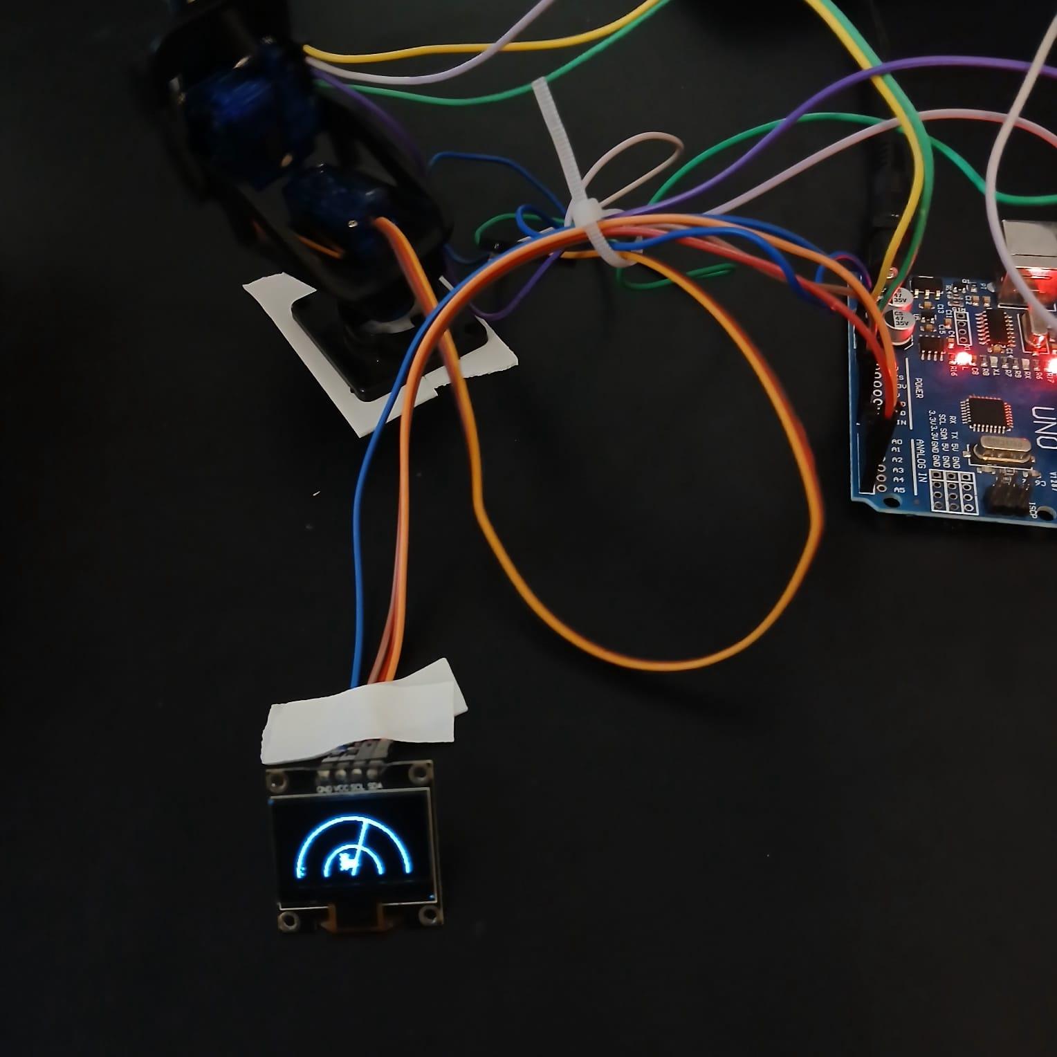 โปรเจกต์ Arduino Radar Scanner พร้อม OLED Display และ Servo Sweep Visualization