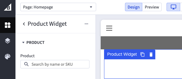 Product widget preview