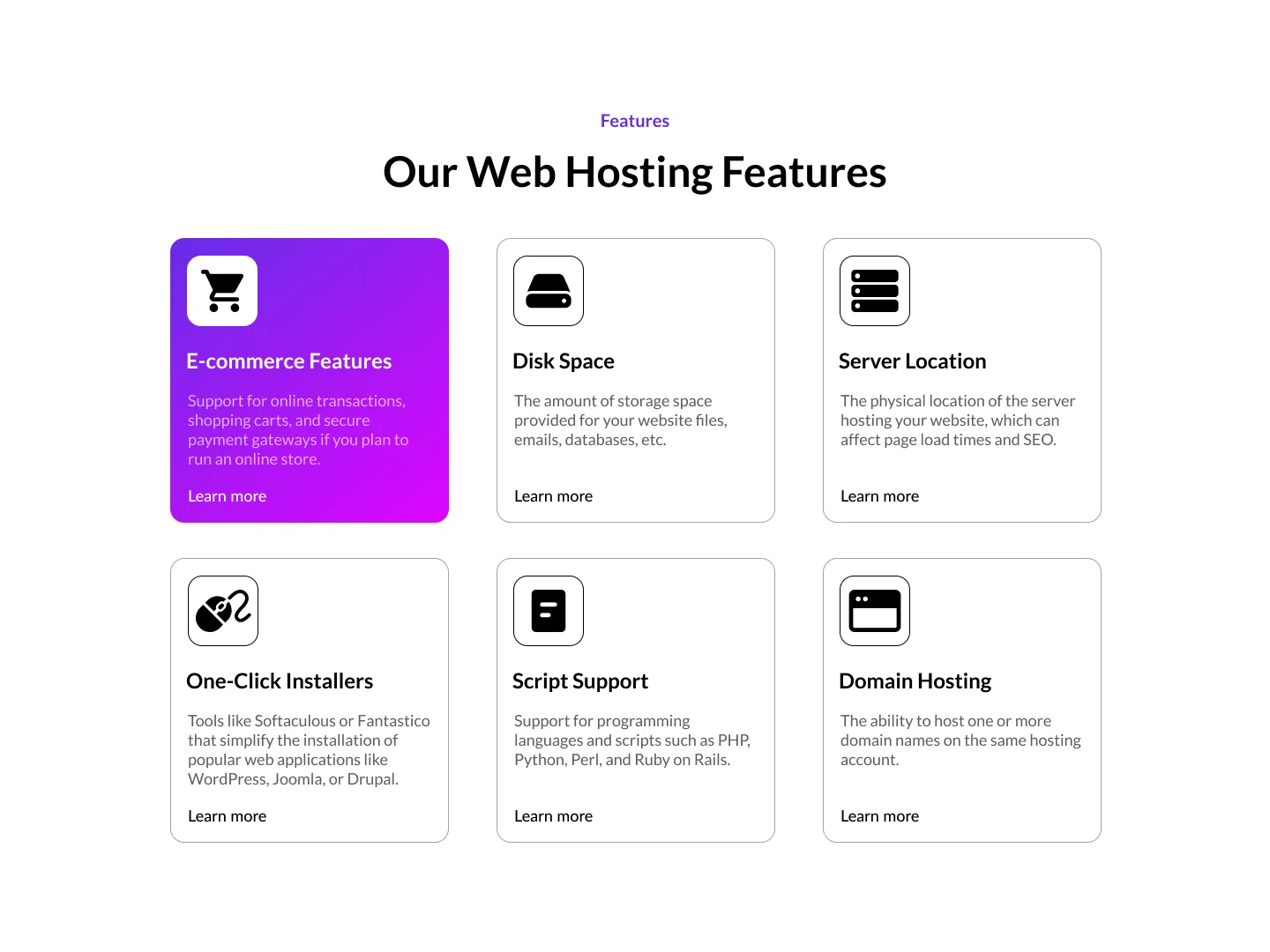 Hosting Features Design