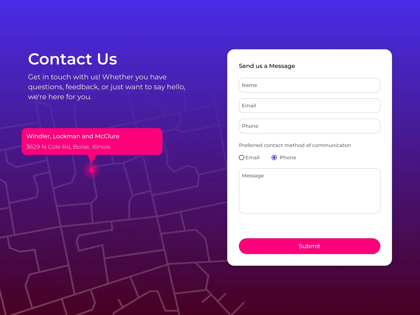 Contact Form challenge design