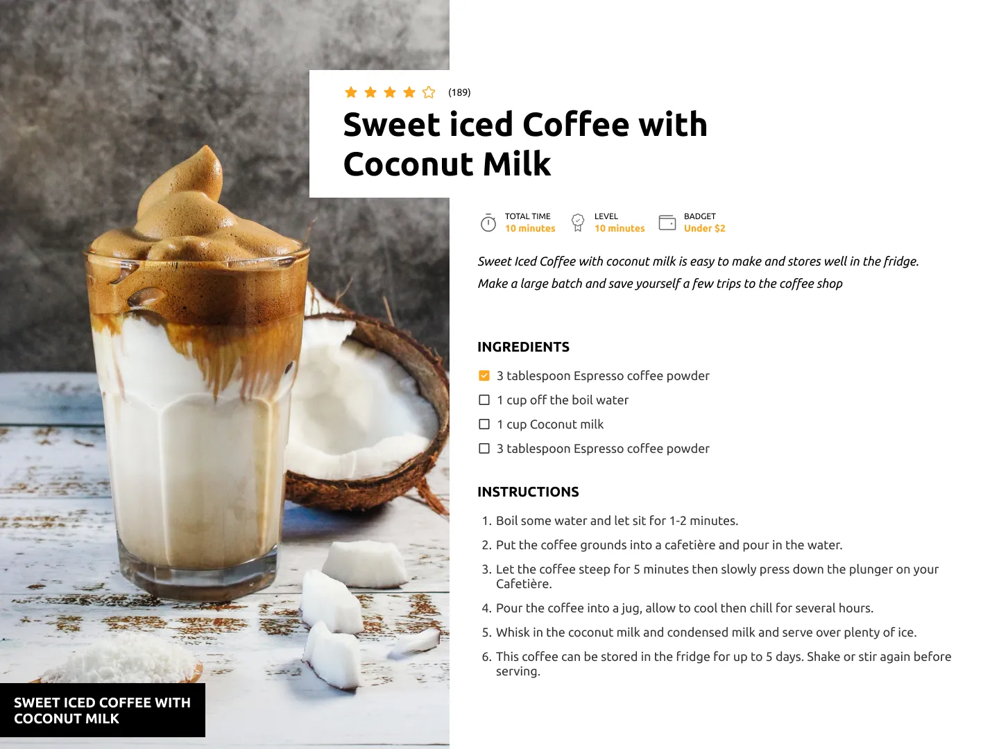 Recipe Page challenge design