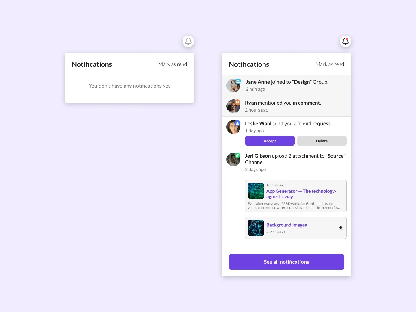 Notifications challenge design