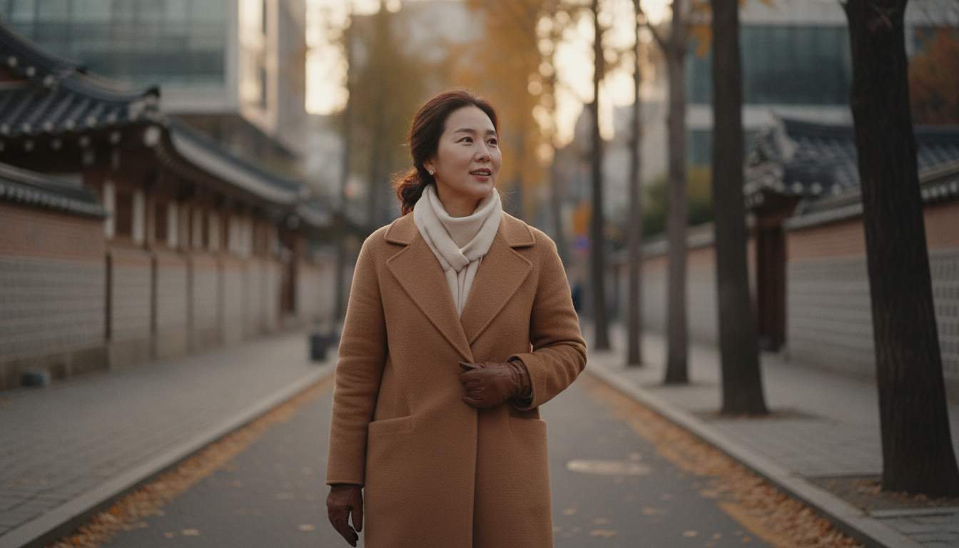 가을 40대 여성에게 잘 어울리는 니트와 스카프 컬러