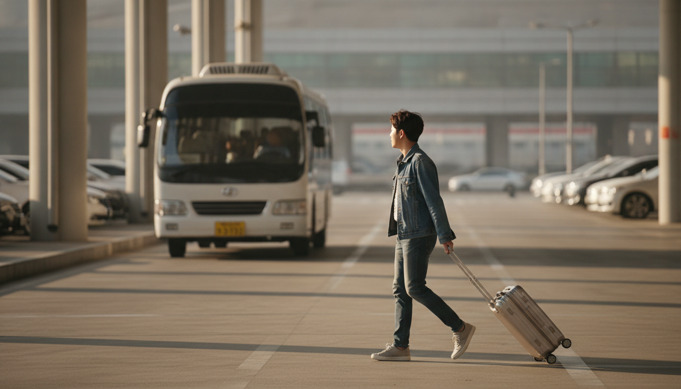 인천공항 예약주차장 진입 차단기 앞에 선 승용차